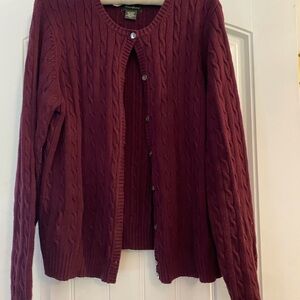 Eddie Bauer Deep Red Knit Sweater Lg Tall